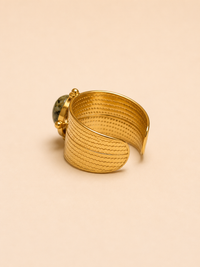 18K Gold & Green Stone Cuff Ring