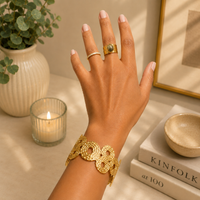 18K Gold & Green Stone Cuff Ring