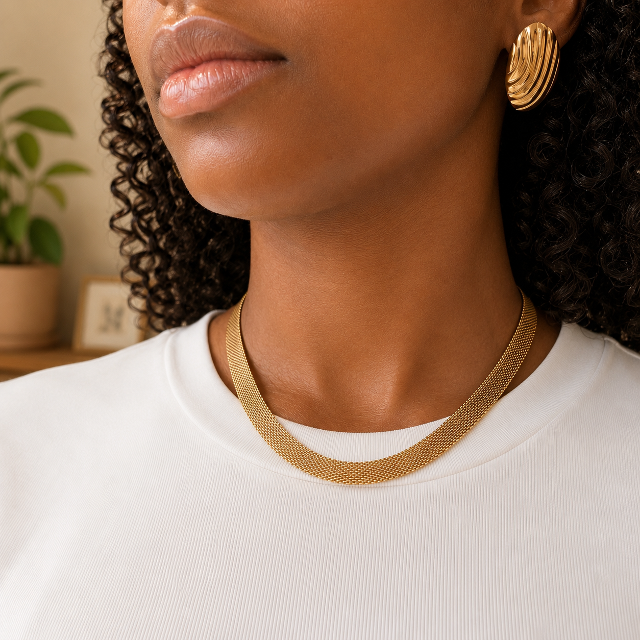 18K Gold Mesh Chain Necklace