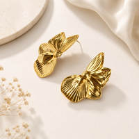 18K Gold PVD Floral Statement Stud Earrings | Waterproof