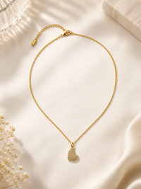 18K Gold Pavé Heart Pendant Necklace | Waterproof Jewelry