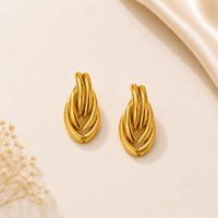 18K Gold Plated PVD Nested Loop Drop Earrings | 316L Steel