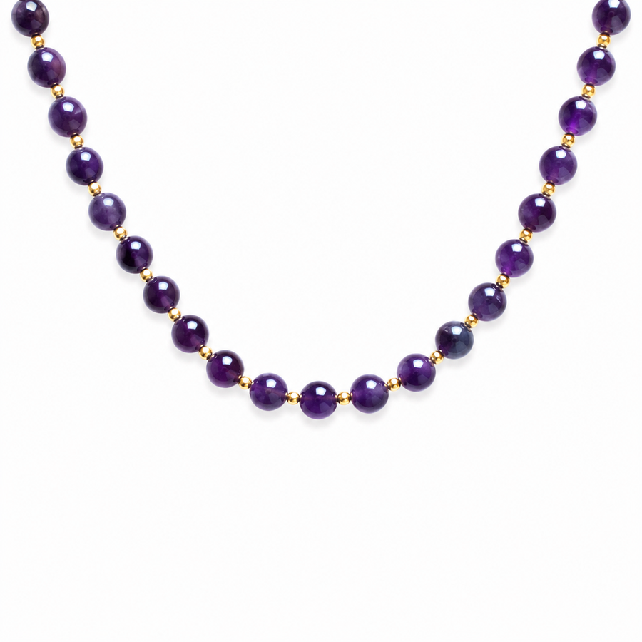 Violet Amethyst Gemstone Beaded Statement Necklace