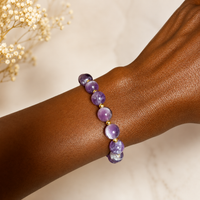 Violet Amethyst Gemstone Stretch Bracelet