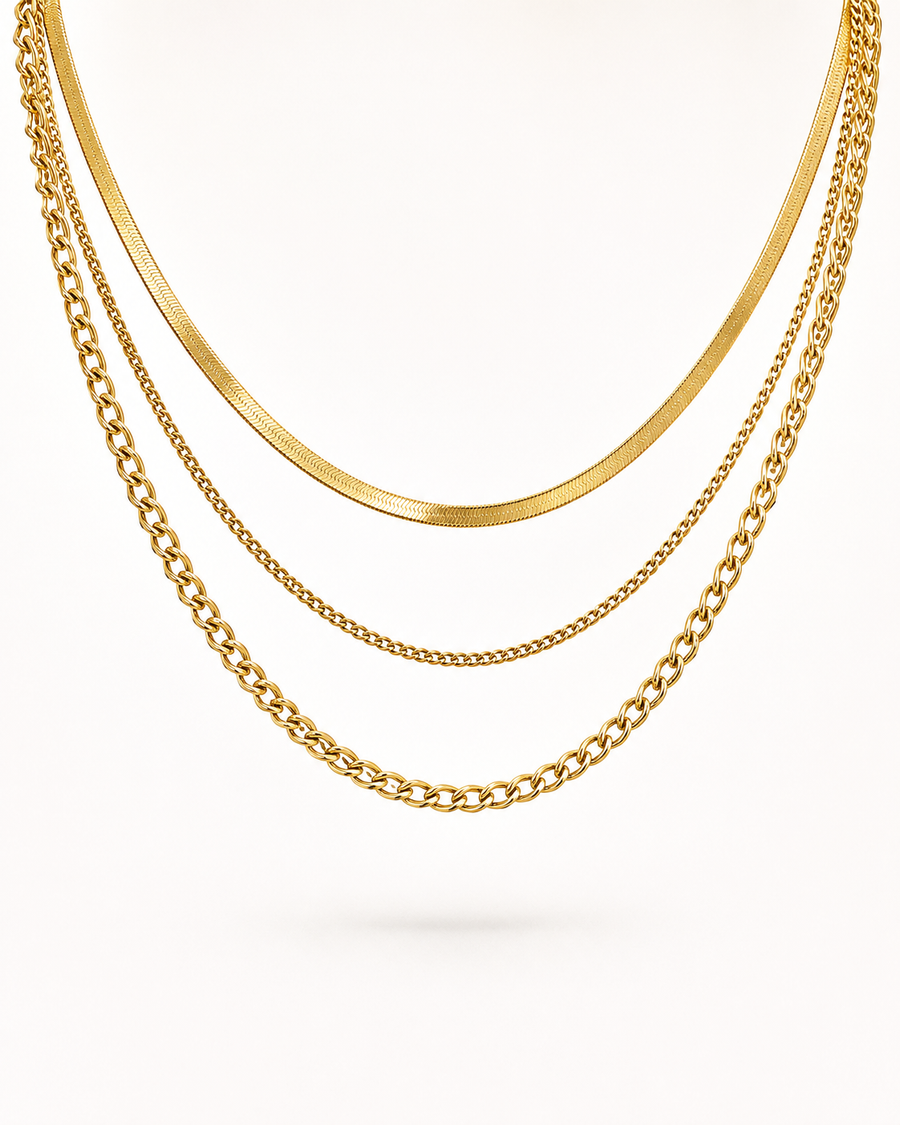 3-Layered Gold Chain Necklace Set | Tarnish-Free