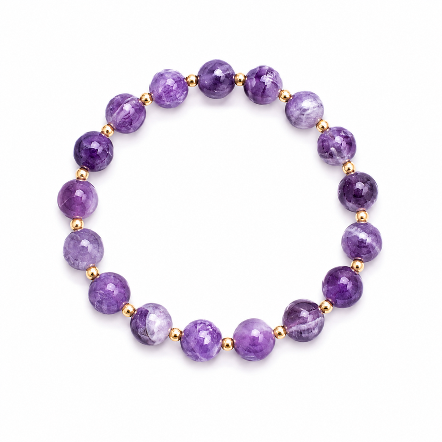 Violet Amethyst Gemstone Stretch Bracelet
