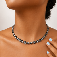 Sparkling Floral Cluster Cubic Zirconia Tennis Necklace
