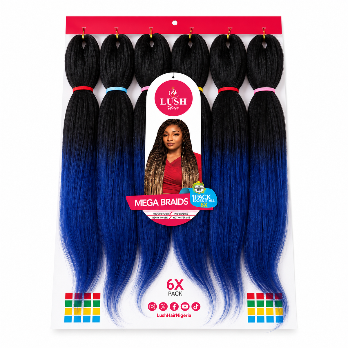 6X Pre-Stretched Synthetic Braiding Hair Extensions – Two-Tone Ombré