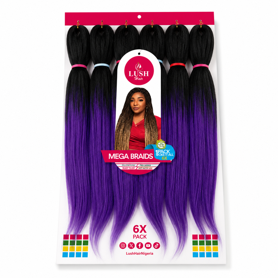 6X Pre-Stretched Synthetic Braiding Hair Extensions – Two-Tone Ombré