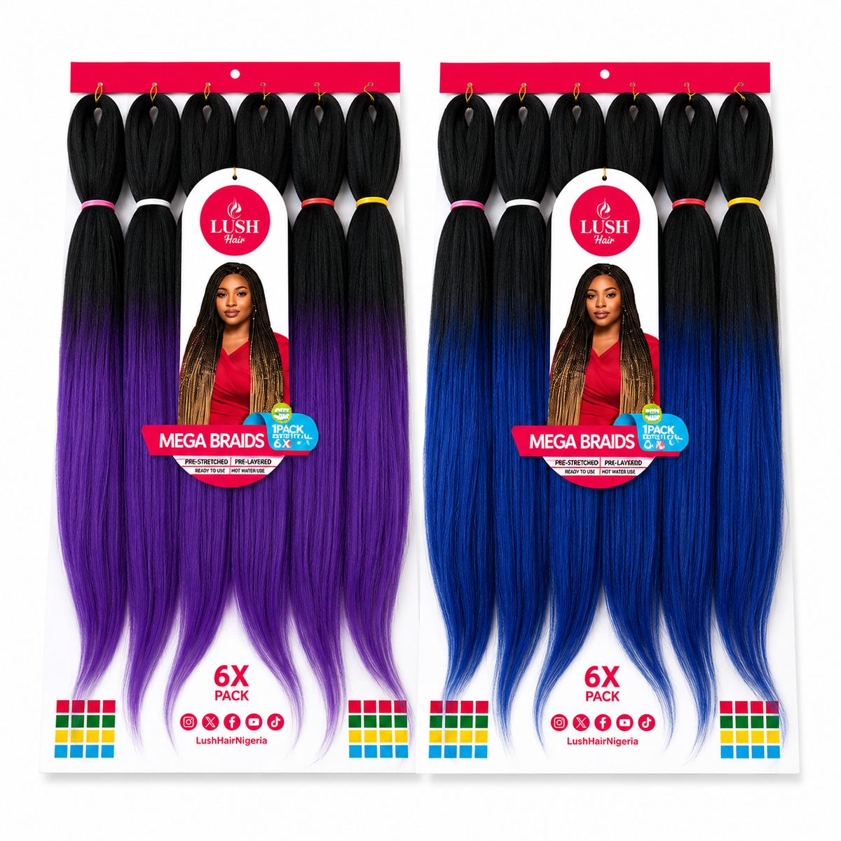 6X Pre-Stretched Synthetic Braiding Hair Extensions – Two-Tone Ombré