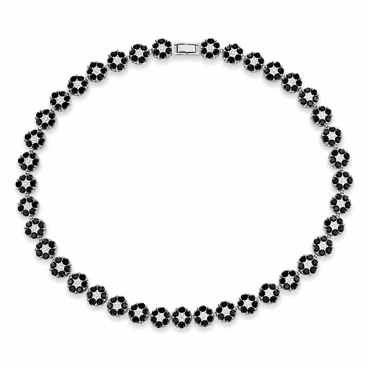 Sparkling Floral Cluster Cubic Zirconia Tennis Necklace