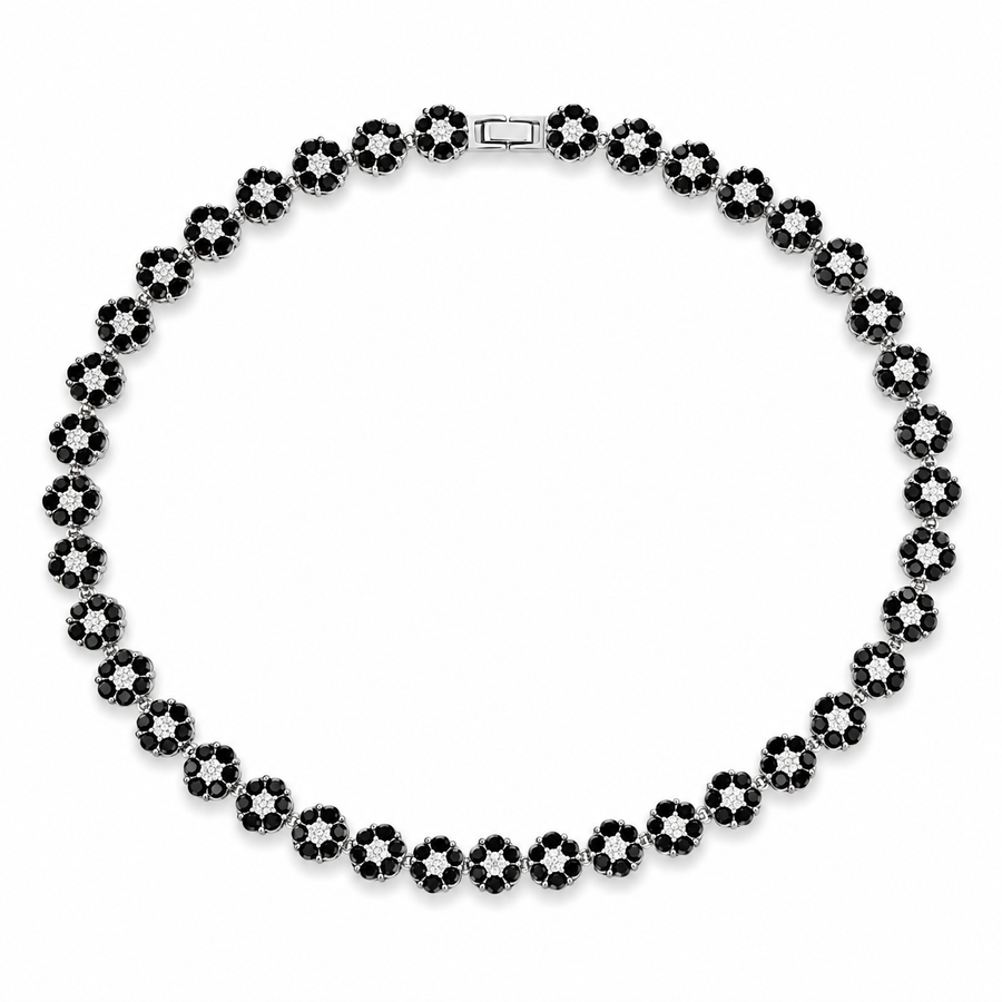 Sparkling Floral Cluster Cubic Zirconia Tennis Necklace
