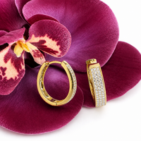 Sparkling Pave Oval Huggie Earrings