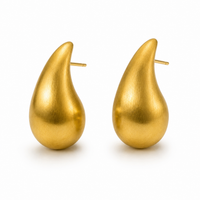 Brushed Gold Teardrop Statement Earrings