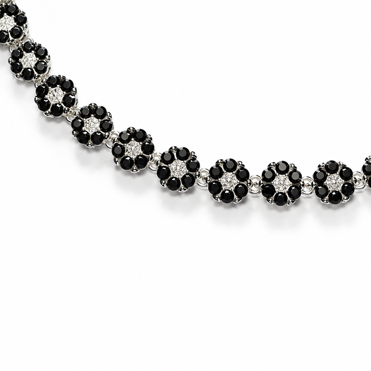 Sparkling Floral Cluster Cubic Zirconia Tennis Necklace