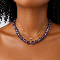 Violet Amethyst Gemstone Beaded Statement Necklace