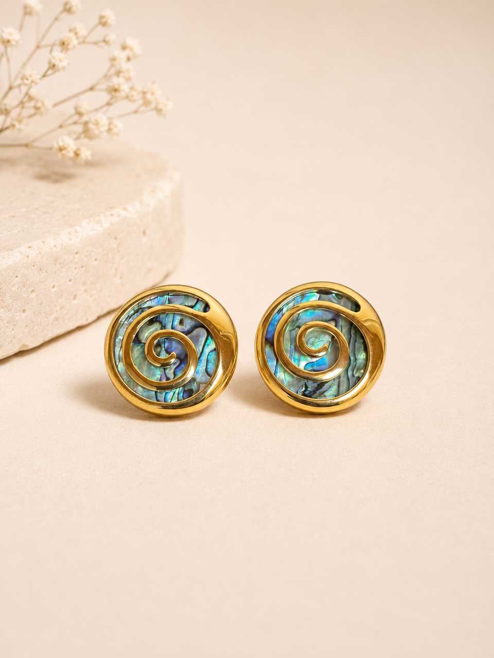 Abalone Spiral Necklace Set | 18K Gold-Plated Stainless Steel