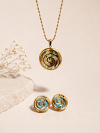 Abalone Spiral Necklace Set | 18K Gold-Plated Stainless Steel