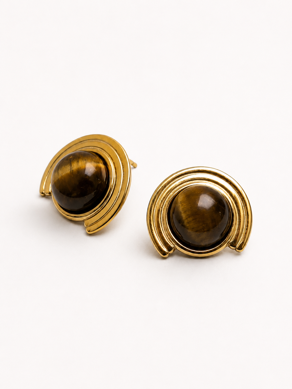 Architectural Tiger’s Eye Stud Earrings