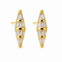Art Deco Diamond Baguette CZ Stud Earring