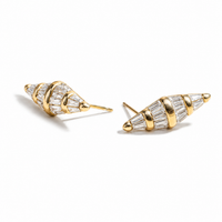 Art Deco Diamond Baguette CZ Stud Earring
