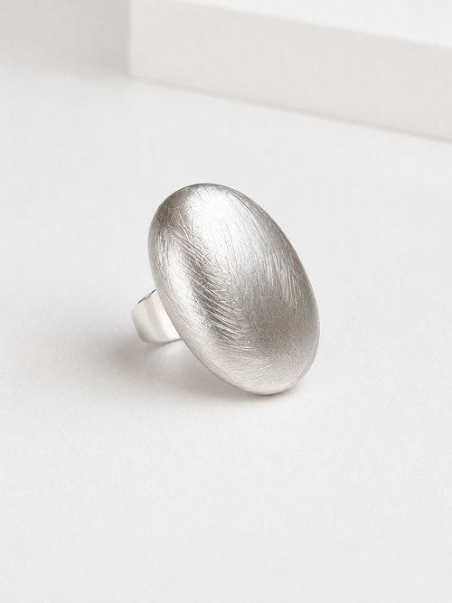 Aura Brushed Oval Expandable Statement Ring  | Comfort Fit