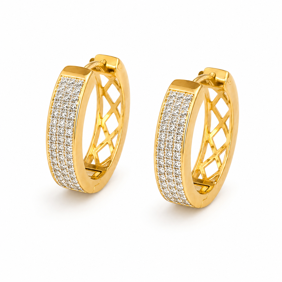 Sparkling Pave Oval Huggie Earrings