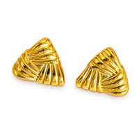 Gold Plated Triangle Statement Stud Earrings
