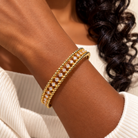 Beaded Lattice CZ Open Bangle