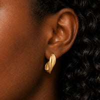 Brushed Gold Twisted Hoop Earrings | Matte Layered C-Hoop Studs