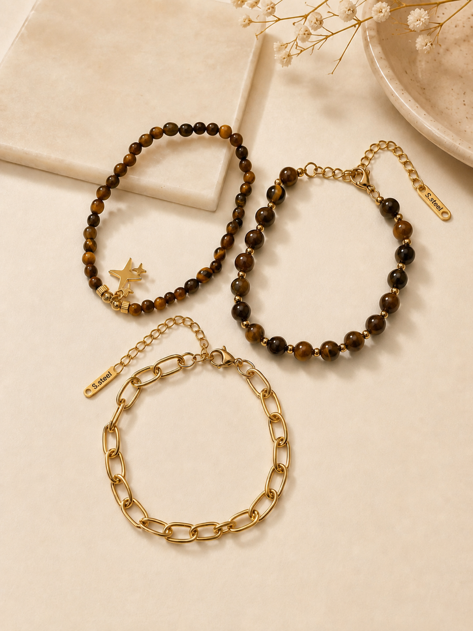 Celestial Bead & Link Bracelet Set