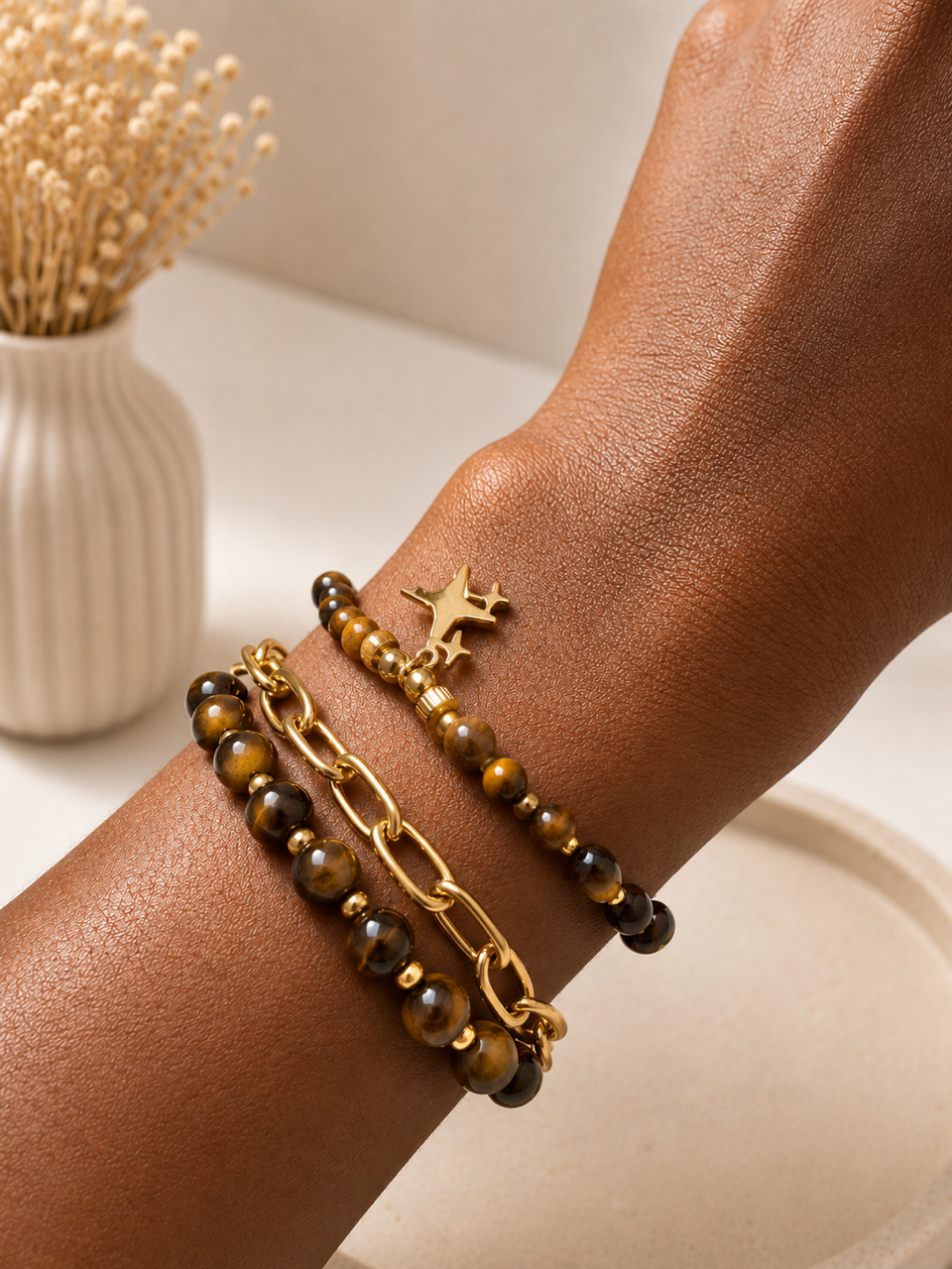 Celestial Bead & Link Bracelet Set