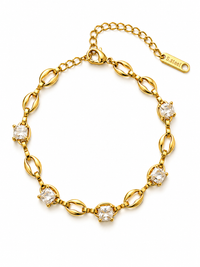 Celestial Crystal Link Layered Bracelet Set | 18K Gold-Plated Stainless Steel