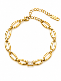 Celestial Crystal Link Layered Bracelet Set | 18K Gold-Plated Stainless Steel