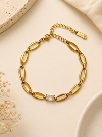 Celestial Crystal Link Layered Bracelet Set | 18K Gold-Plated Stainless Steel