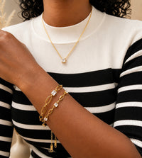 Celestial Crystal Link Layered Bracelet Set | 18K Gold-Plated Stainless Steel