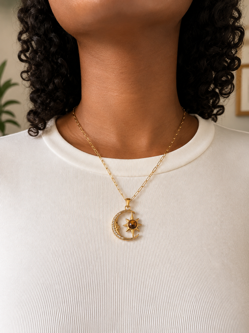 Celestial Moon & Star Pendant Necklace