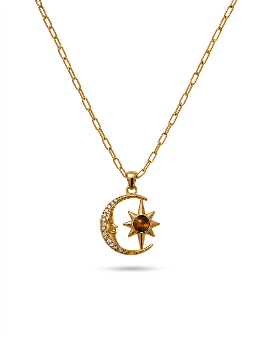 Celestial Moon & Star Pendant Necklace