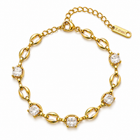 Celestial Crystal Link Layered Bracelet Set | 18K Gold-Plated Stainless Steel