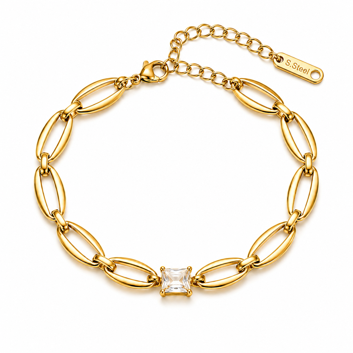 Celestial Crystal Link Layered Bracelet Set | 18K Gold-Plated Stainless Steel
