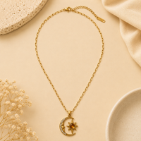 Celestial Moon & Star Pendant Necklace