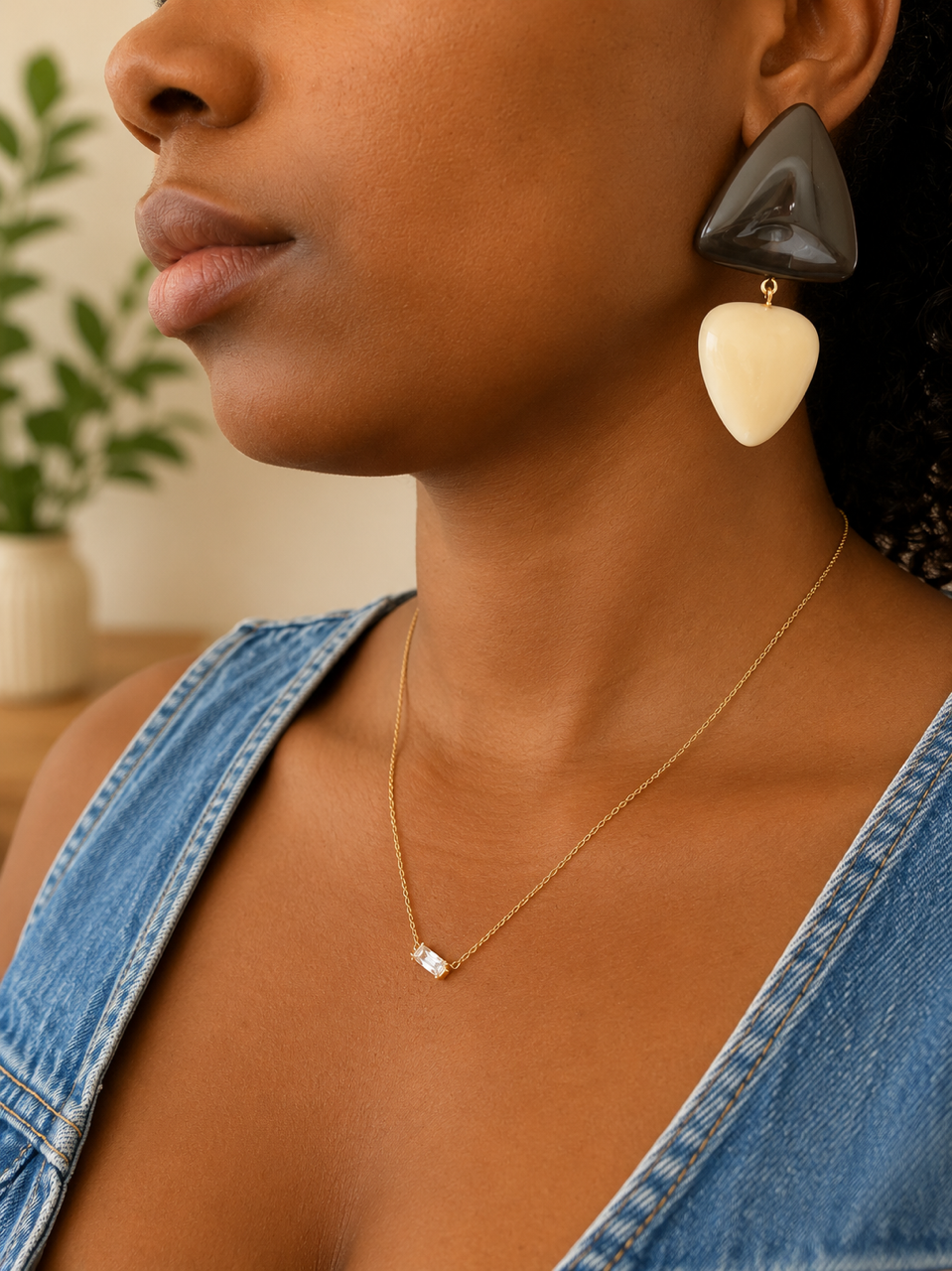 Contrast Geometric Drop Earrings | Statement Resin Style