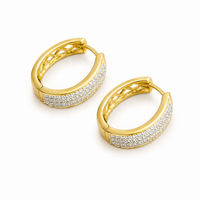 Sparkling Pave Oval Huggie Earrings