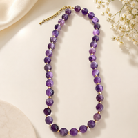 Violet Amethyst Gemstone Beaded Statement Necklace