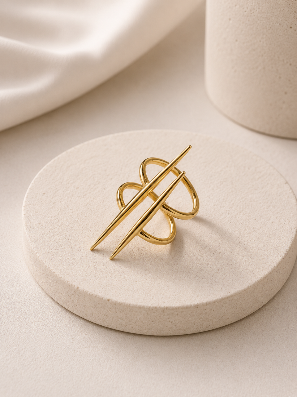Double-Spike Statement Ring