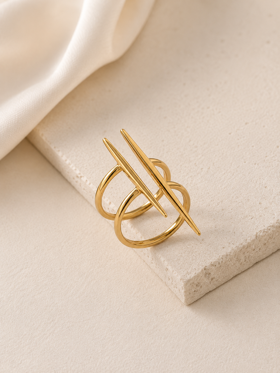 Double-Spike Statement Ring