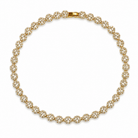 Sparkling Floral Cluster Cubic Zirconia Tennis Necklace