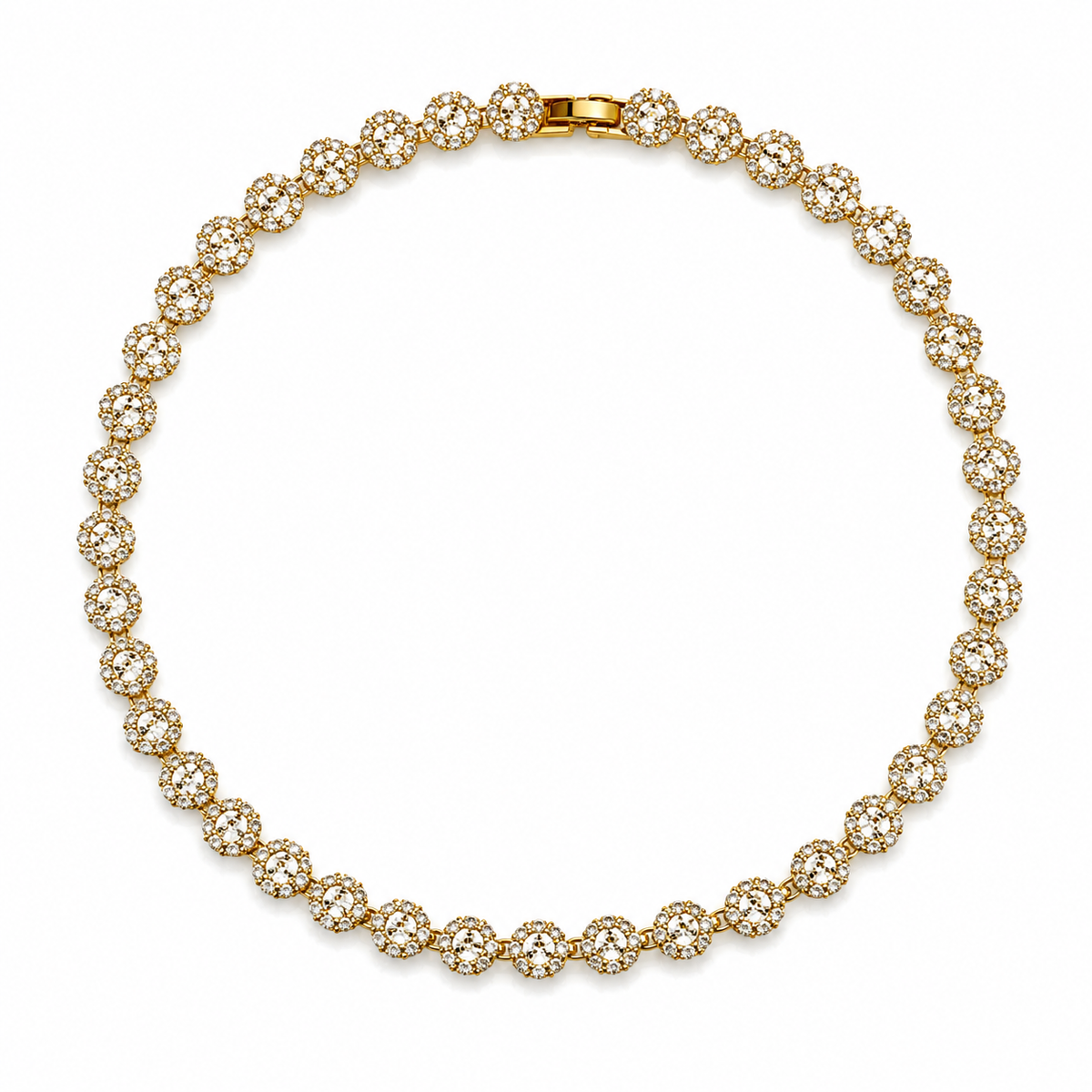 Sparkling Floral Cluster Cubic Zirconia Tennis Necklace