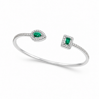 Emerald Green Open Halo Cuff Bracelet