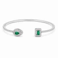 Emerald Green Open Halo Cuff Bracelet